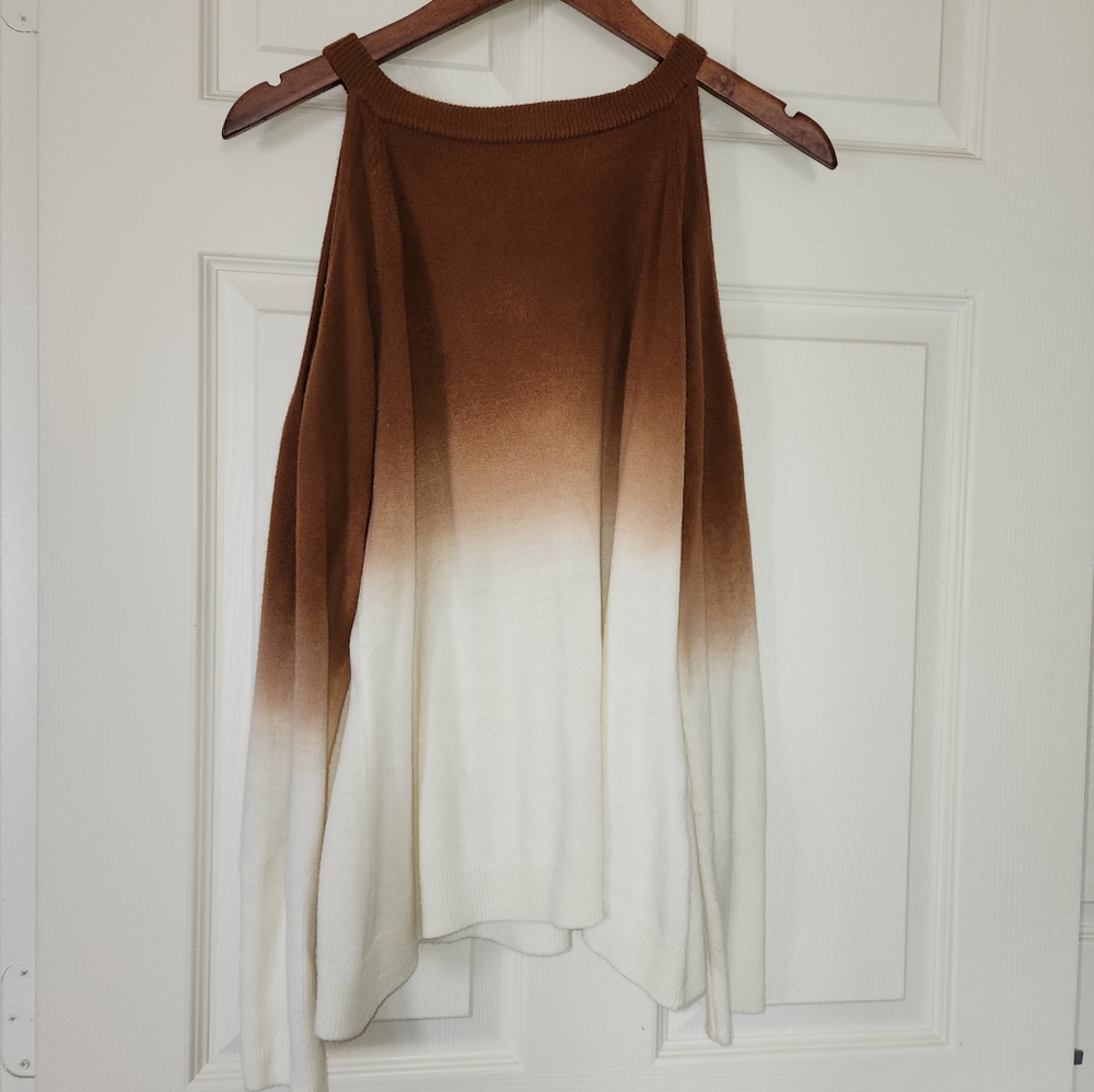 VENUS Brown to Cream Ombre Off-Shoulder Sweater